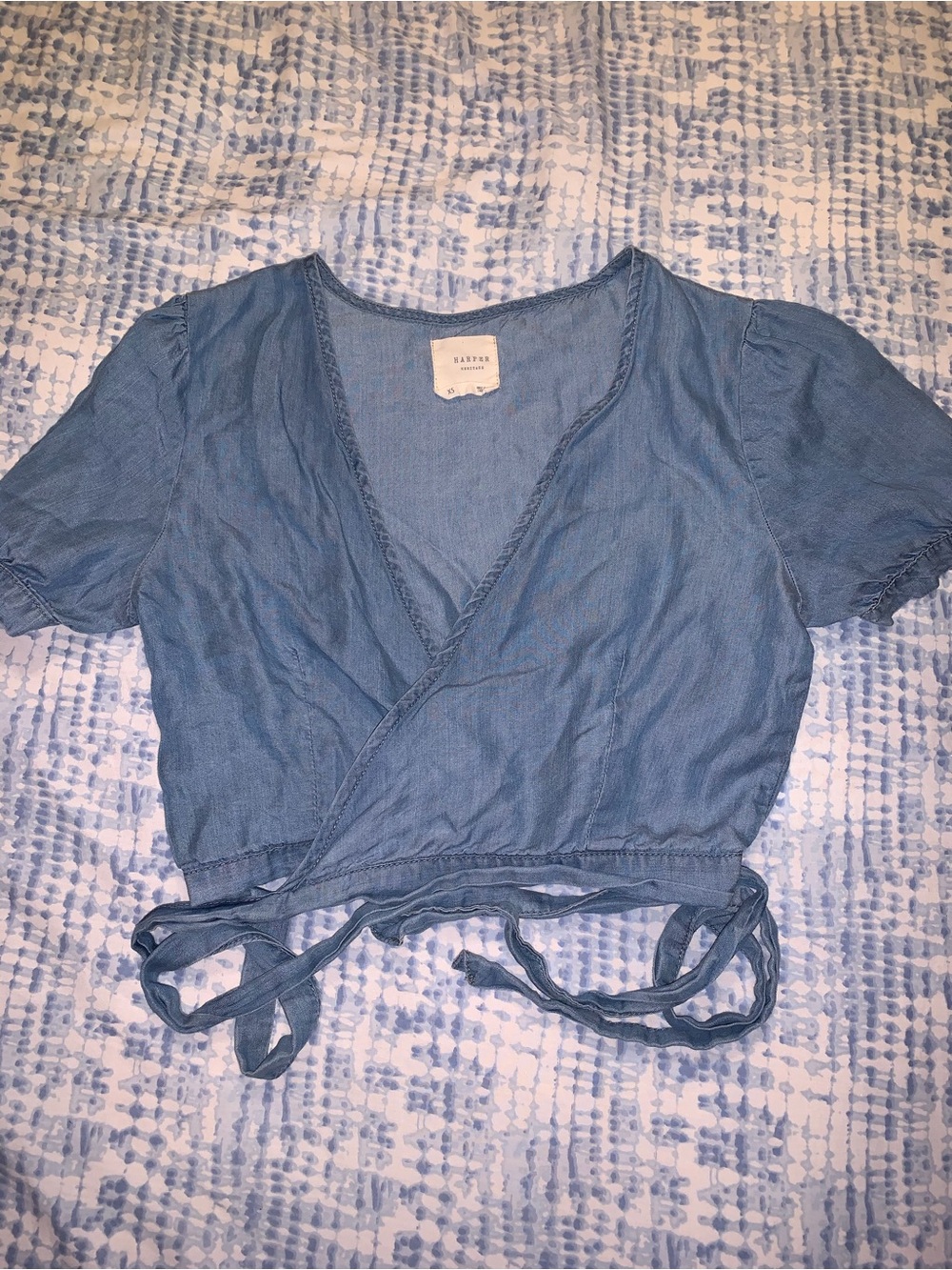 Wrap Crop Top in Light Blue